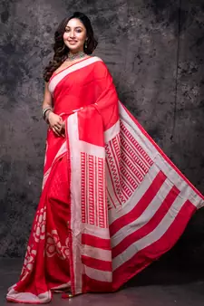 Pure viscose organza digital print saree