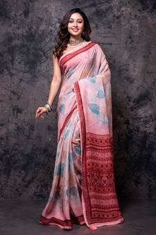 Pure viscose organza digital print saree