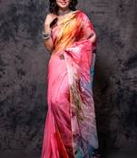 Pure viscose organza digital print saree