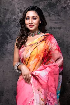 Pure viscose organza digital print saree