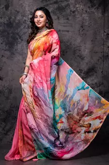 Pure viscose organza digital print saree
