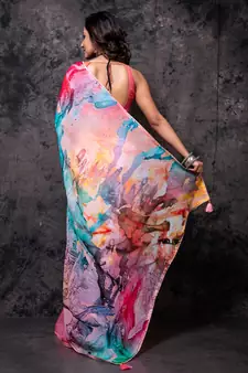 Pure viscose organza digital print saree