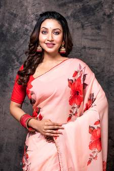 Pure viscose organza digital print saree