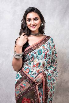 Pure viscose organza digital print saree