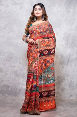 Pure viscose organza digital print saree 1