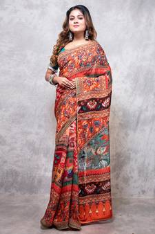 Pure viscose organza digital print saree