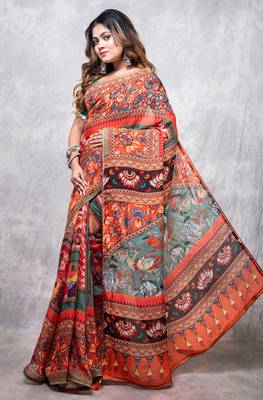 Pure viscose organza digital print saree 2