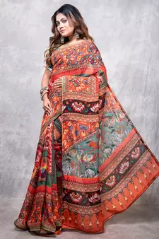 Pure viscose organza digital print saree