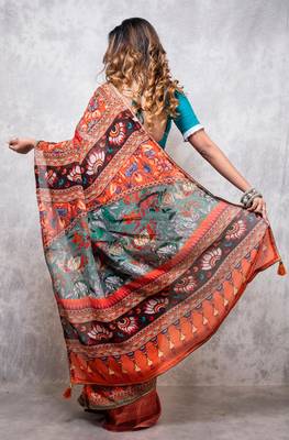 Pure viscose organza digital print saree 4