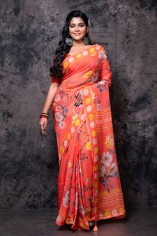 Pure viscose organza digital print saree