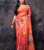 Pure viscose organza digital print saree