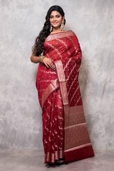 Cotton pink zari minabutti saree