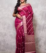 Cotton pink zari minabutti saree