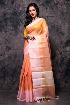 Tissue check, kora, tissue saree
