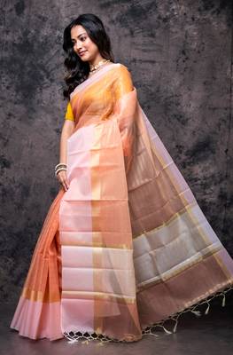 Tissue check, kora, tissue saree 3