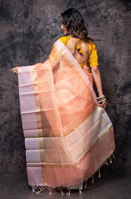 Tissue check, kora, tissue saree 4