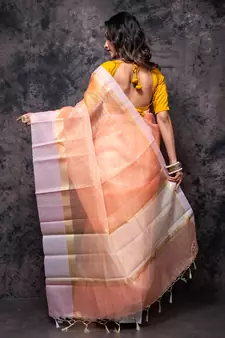 Tissue check, kora, tissue saree