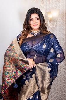 Organza heavy zari saree