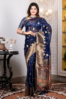 Organza heavy zari saree