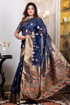Organza heavy zari saree