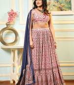 Multi Digital Printed Satin Silk Lehenga With Blouse Up To 42" Size
