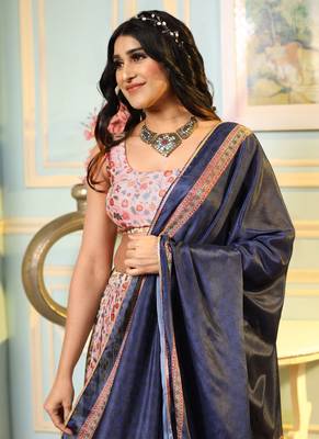 Multi Digital Printed Satin Silk Lehenga With Blouse Up To 42" Size 2