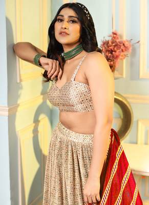 Multi Digital Printed Satin Silk Lehenga With Blouse Up To 42" Size 2