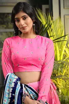 Pink Digital Printed Satin Silk Lehenga With Blouse Up To 42" Size