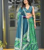 Multi Digital Printed Satin Silk Lehenga With Blouse Up To 42" Size