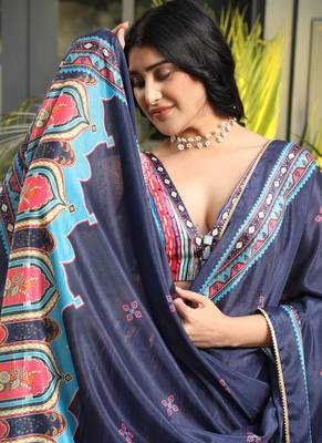 Multi Digital Printed Satin Silk Lehenga With Blouse Up To 42" Size 2