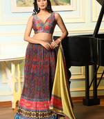 Multicolor Satin Printed Lehenga Choli with Chiffon Dupatta