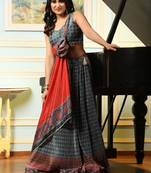 Multi Digital Printed Satin Silk Lehenga With Blouse Up To 42" Size