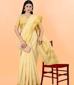 Kasavu Kerala Solid Cotton Silk Traditional Saree