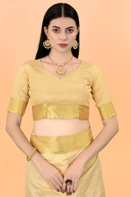 Kasavu Kerala Solid Cotton Silk Traditional Saree 4
