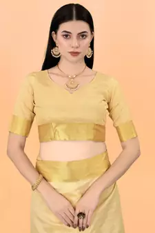 Kasavu Kerala Solid Cotton Silk Traditional Saree