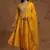 Sequence Embroidered Mustard Yellow Pure Chanderi Silk Flare Kurta With Pant & Dupatta Set