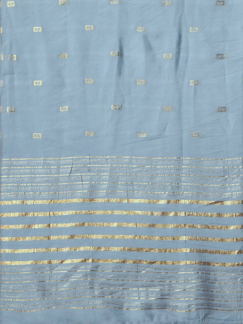 Grey Embroidered Sequence Slub Rayon Kurta Pant with Jacquard Dupatta Set