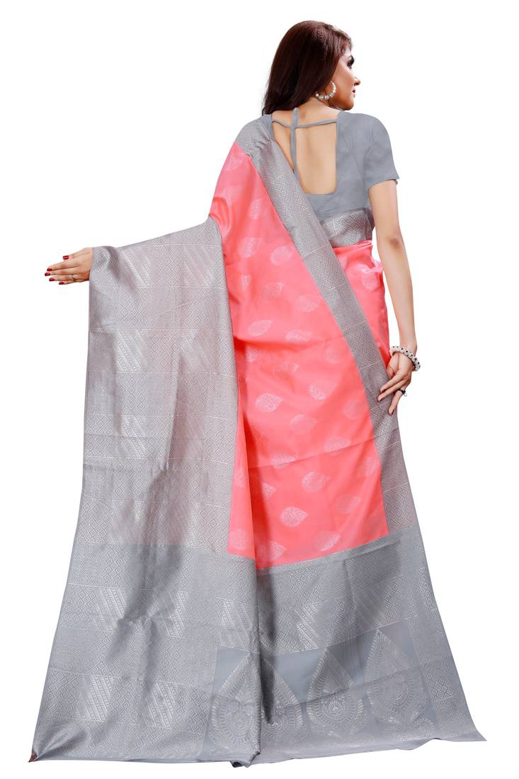 Beautiful PINK Kanjivaram Silk Saree With Zari Weaving