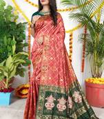 RED & GREEN BANDHANI PATOLA SAREE 