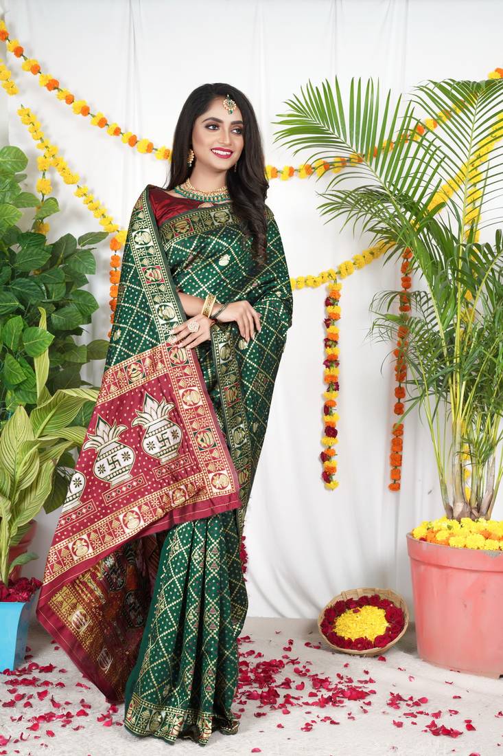 GREEN BANDHANI PATOLA SAREE 