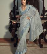 Sky Blue Organza Woven Saree