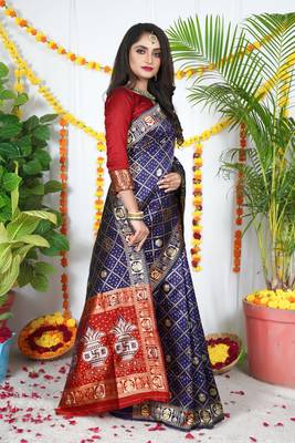 BLUE BANDHNI PATOLA SILK SAREE  1