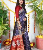 BLUE BANDHNI PATOLA SILK SAREE 
