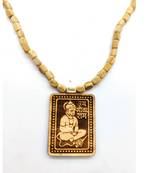 BRIJ HAAT Wooden Hanuman ji Locket with Wood Kanthi Mala (Wood mala)