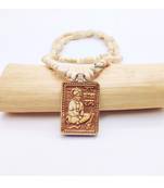 BRIJ HAAT Wooden Hanuman ji Locket with Tulsi Kanthi Mala small (Tulsi mala)