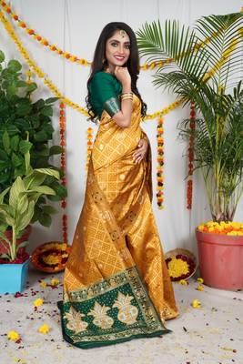 YELLOW BANDHNI PATOLA SILK SAREE  3
