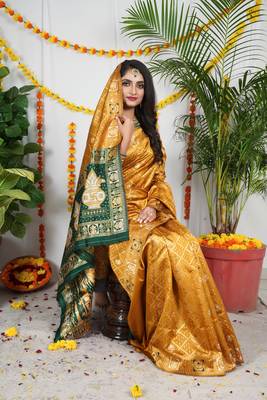YELLOW BANDHNI PATOLA SILK SAREE  4
