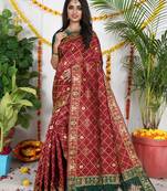 MARRON BANDHNI PATOLA SILK SREE 