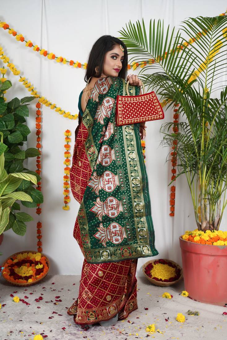 MARRON BANDHNI PATOLA SILK SREE 
