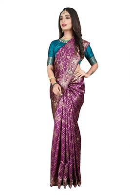 PURPLE BEAUTIFUL BANDHNI PATOLA SAREE  1